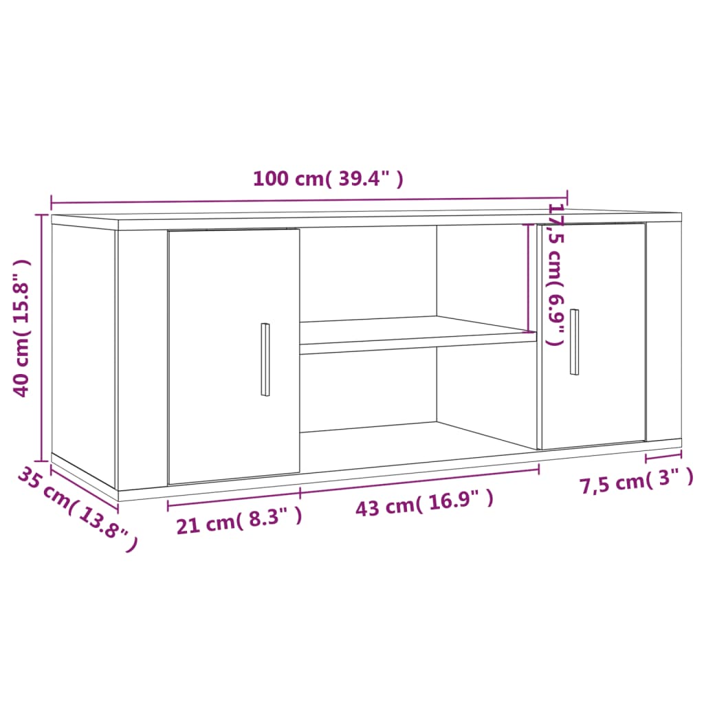 TV-Møbel Sonoma Eik TV-benk 100x35x40 cm