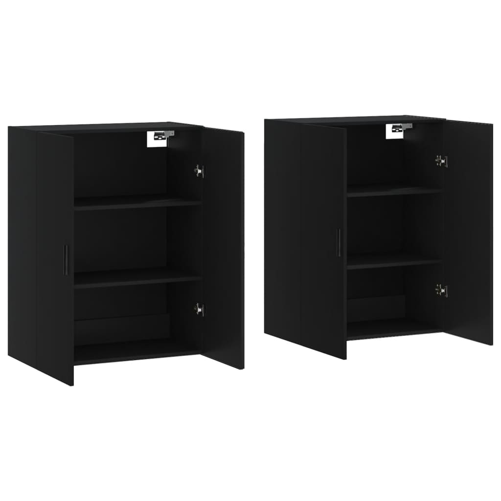 Veggskap Svart 2 stk 69,5x34x90 cm