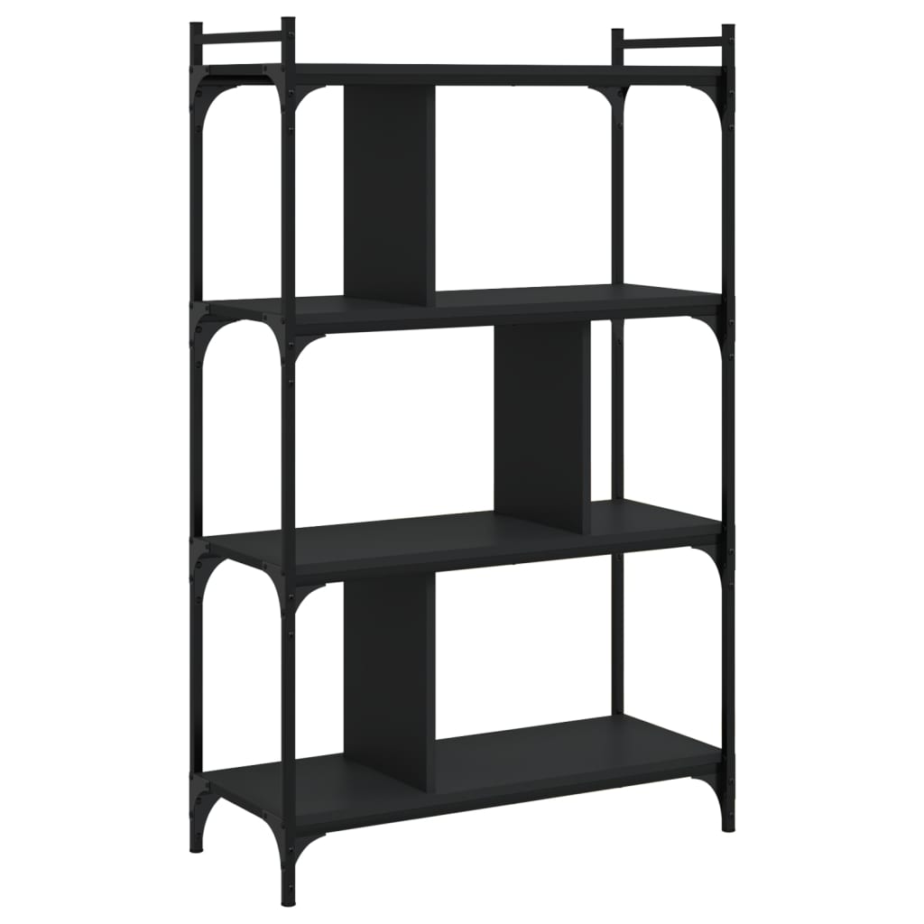 Bokhylle Svart 4 etasjer 76x32x123 cm