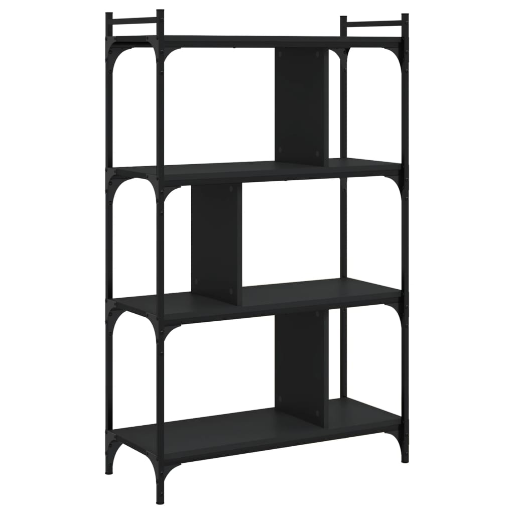 Bokhylle Svart 4 etasjer 76x32x123 cm