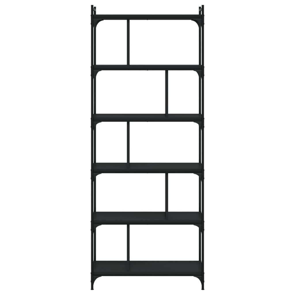Bokhylle Svart 6 etasjer 76x32x192 cm