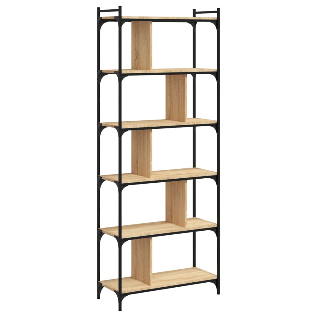 Bokhylle Sonoma Eik 6 etasjer 76x32x192 cm