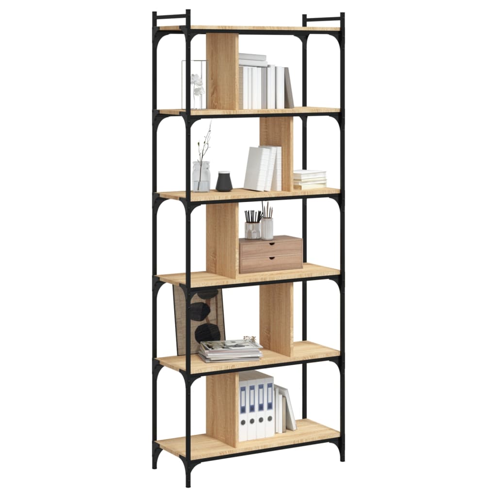 Bokhylle Sonoma Eik 6 etasjer 76x32x192 cm