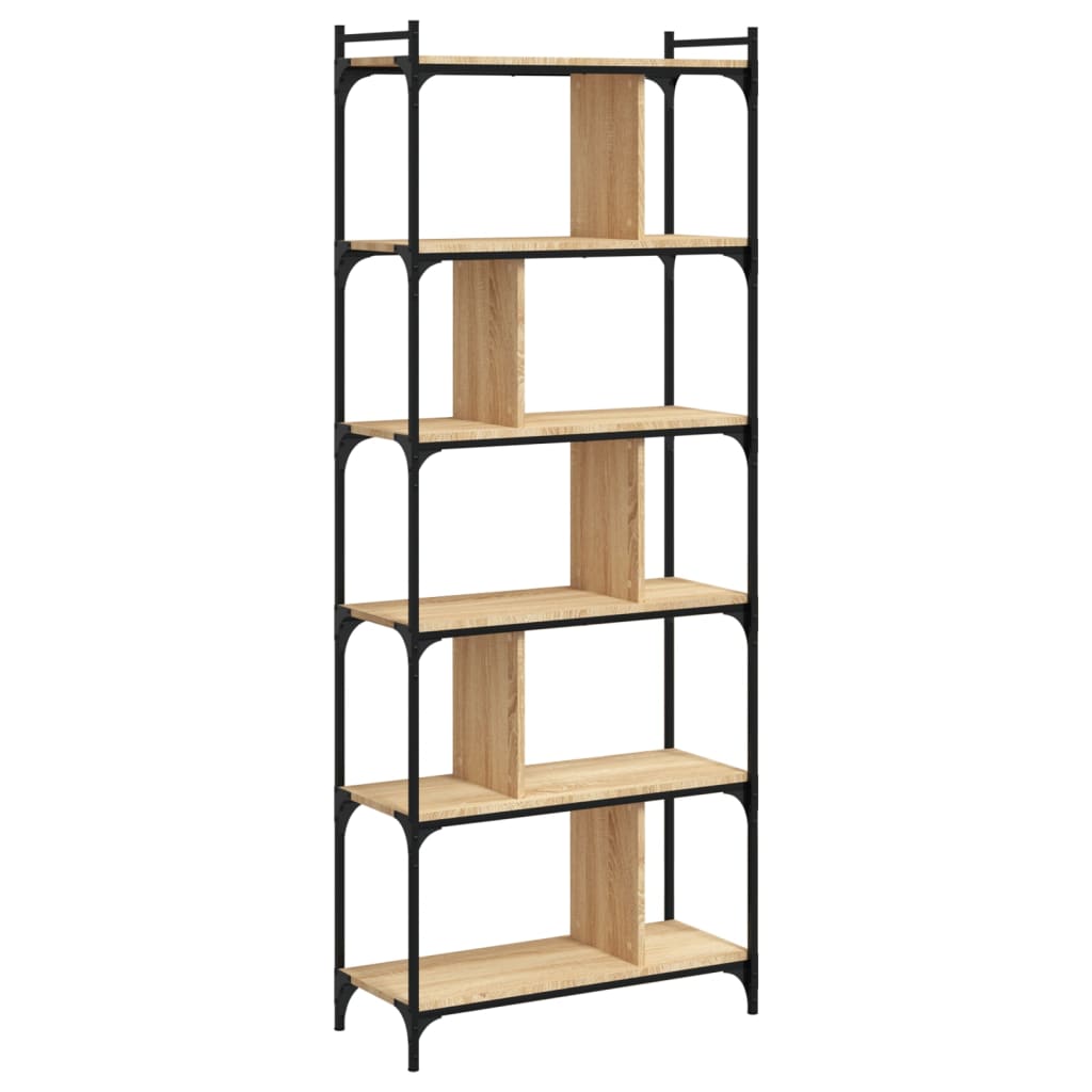 Bokhylle Sonoma Eik 6 etasjer 76x32x192 cm