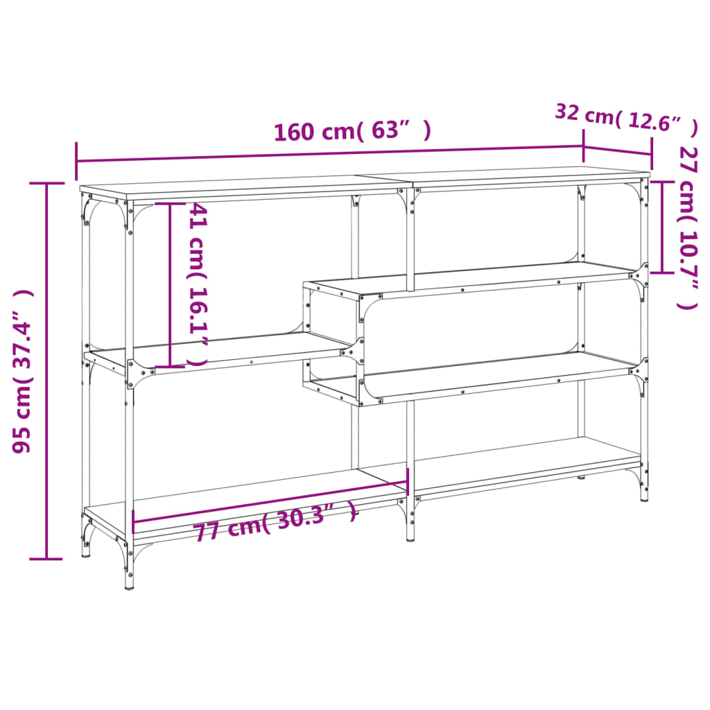 Avlastningsbord konsollbord Brun Eik 160x32x95 cm