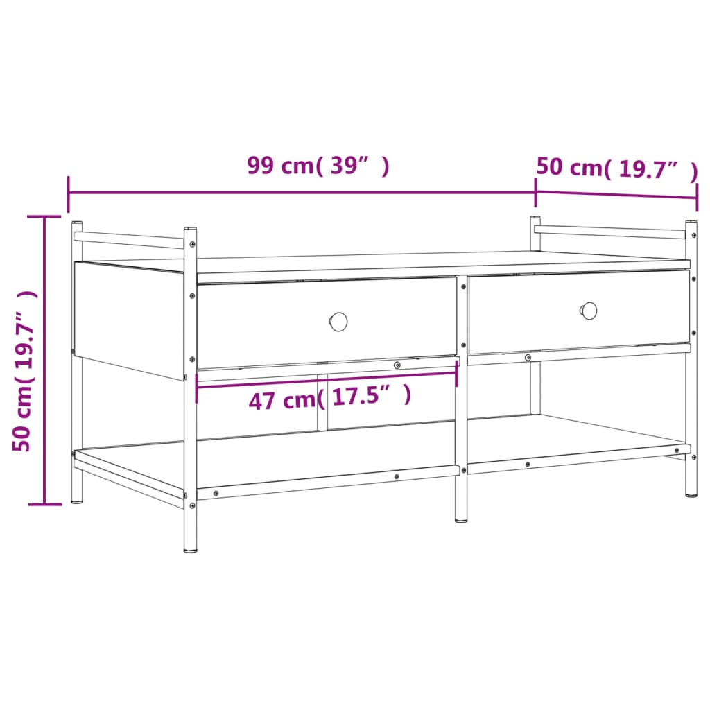Salongbord Sofabord Svart 99x50x50 cm