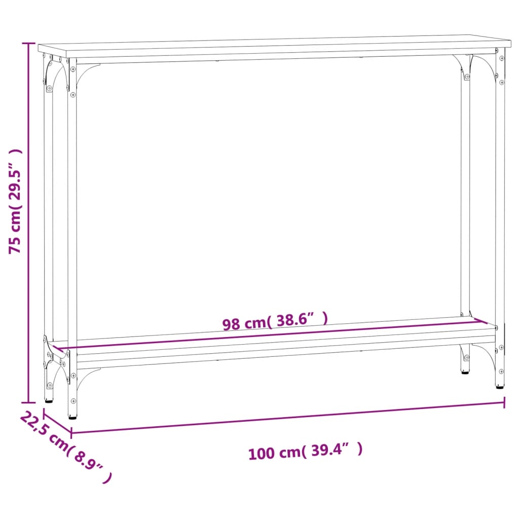 Avlastningsbord Konsollbord Svart 100x22,5x75 cm