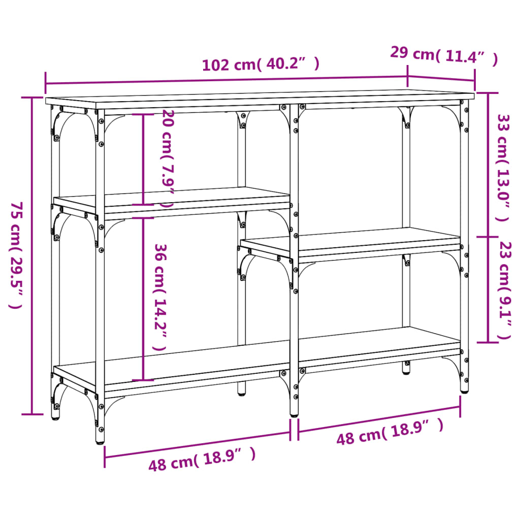 Avlastningsbord Konsollbord Svart 102x29x75 cm