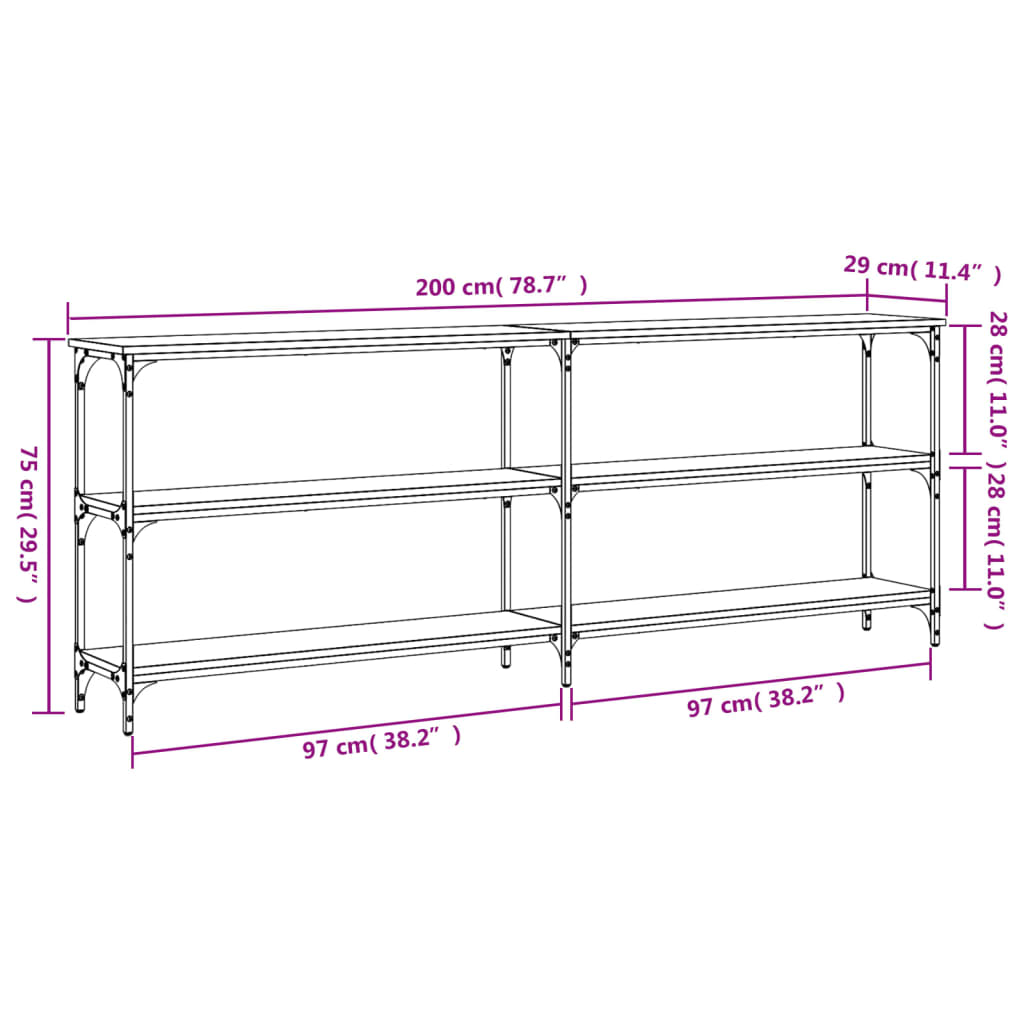 Avlastningsbord Konsollbord Sonoma Eik 200x29x75 cm