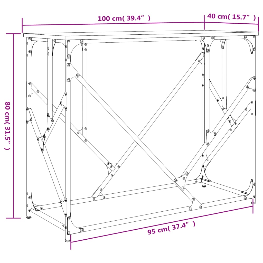 Avlastningsbord Konsollbord Svart 100x40x80 cm