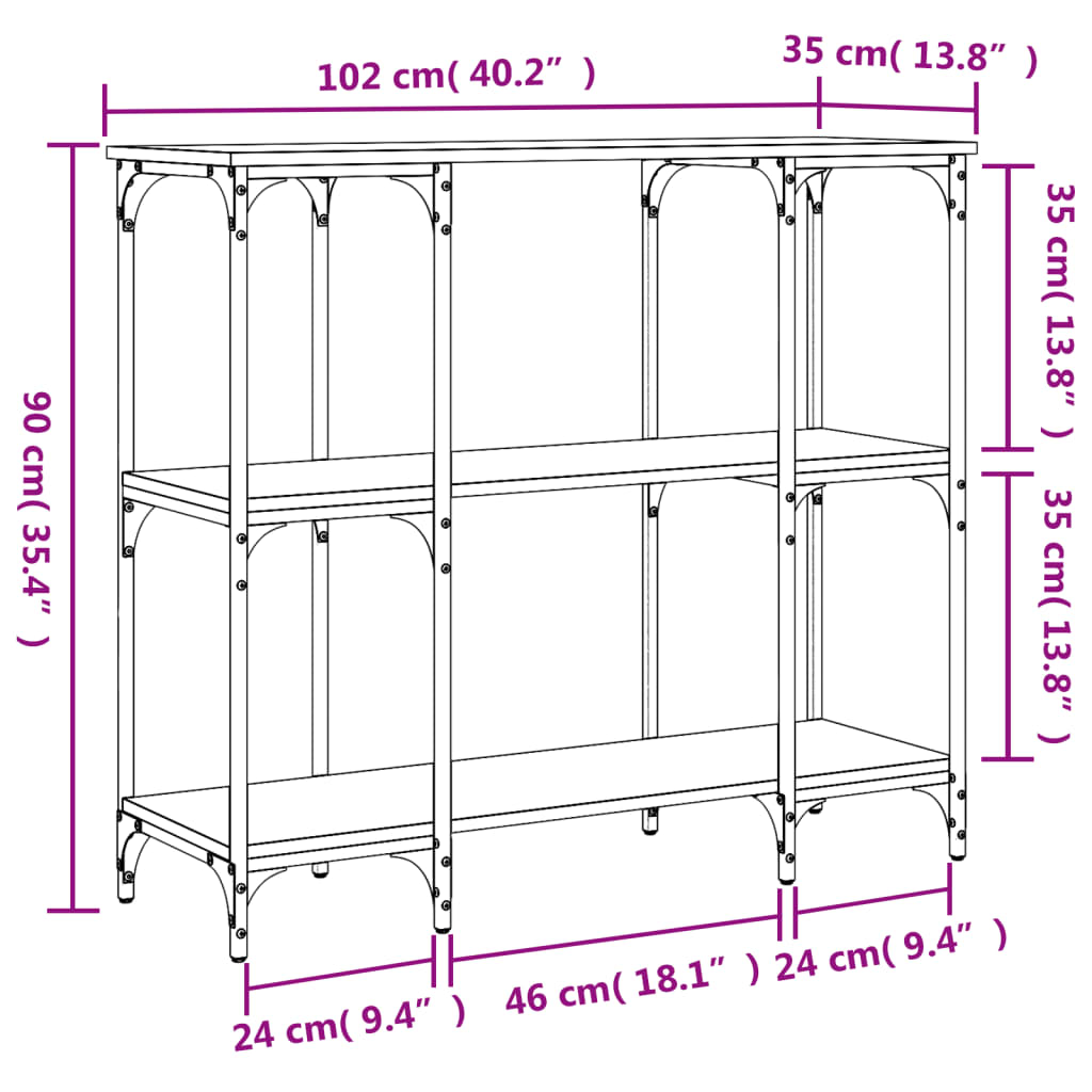 Avlastningsbord Konsollbord Sonoma Eik 102x35x90 cm