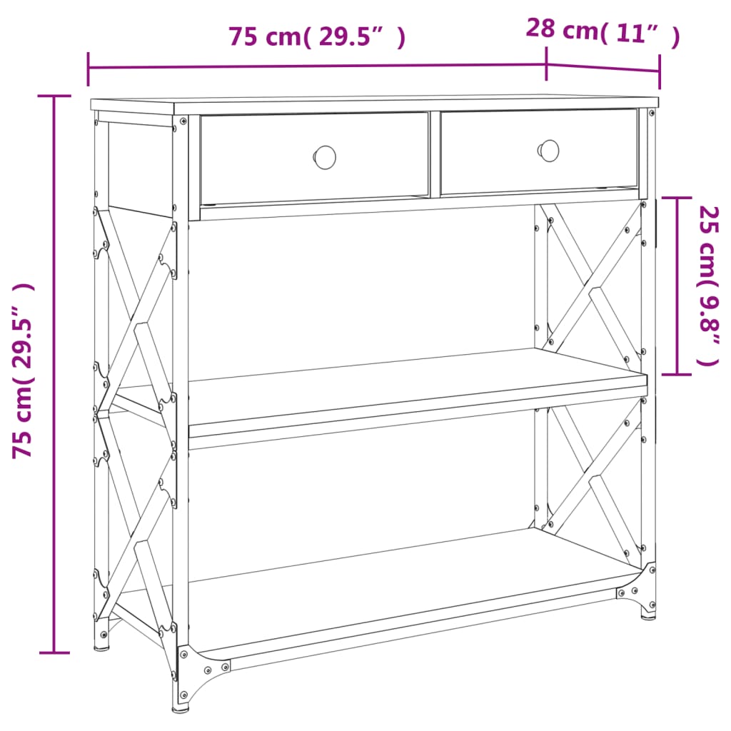 Avlastningsbord Konsollbord Svart 75x28x75 cm