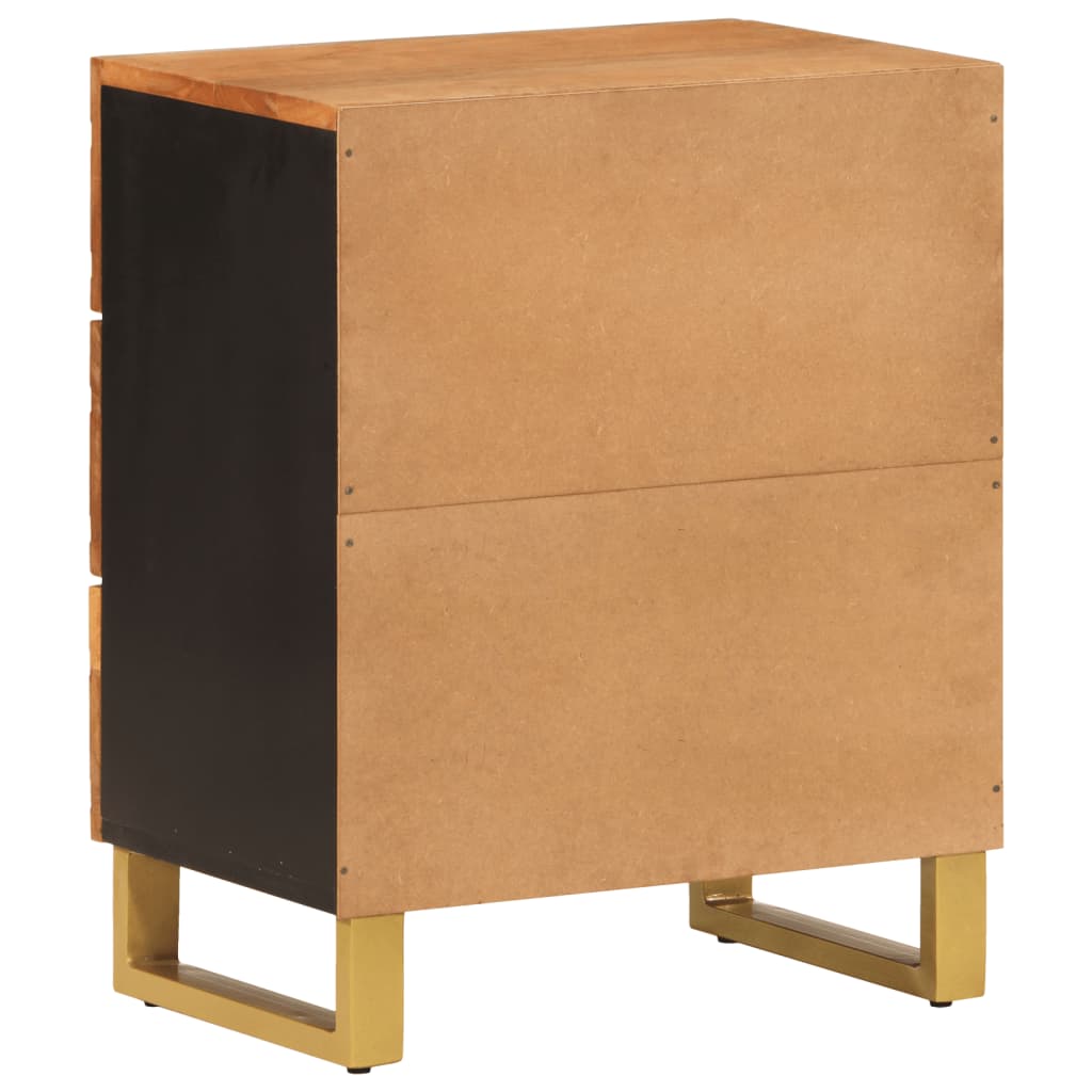 Nattbord Sengbord Tre heltre mangotre Brun og Svart 50x33x60 cm