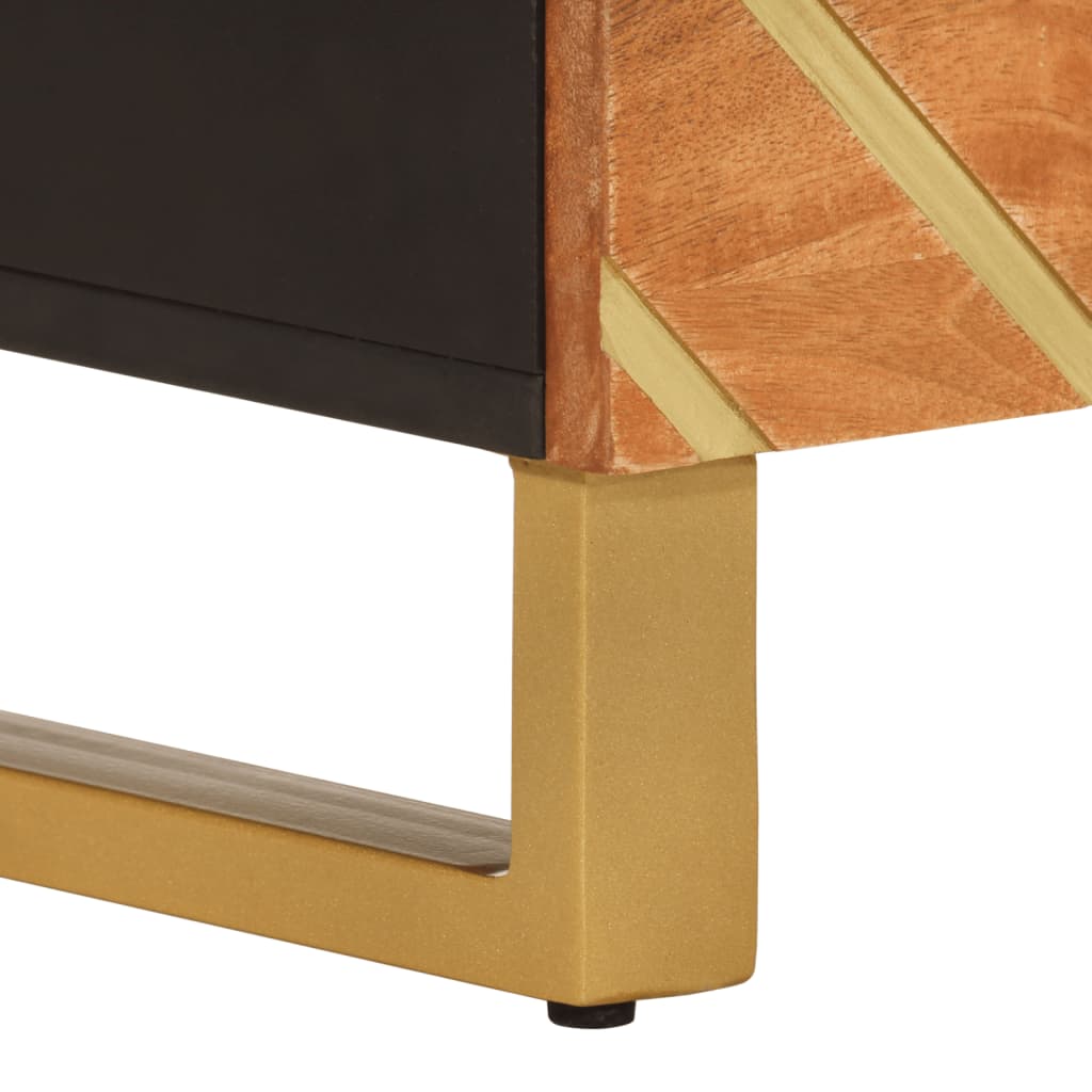 Nattbord Sengbord Tre heltre mangotre Brun og Svart 50x33x60 cm