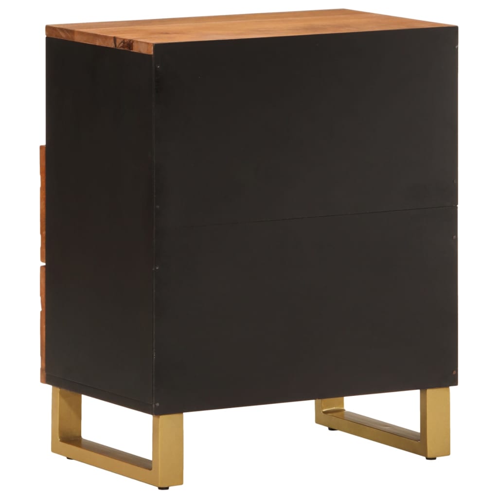 Nattbord Sengbord Tre heltre mangotre Brun og Svart 50x33x60 cm
