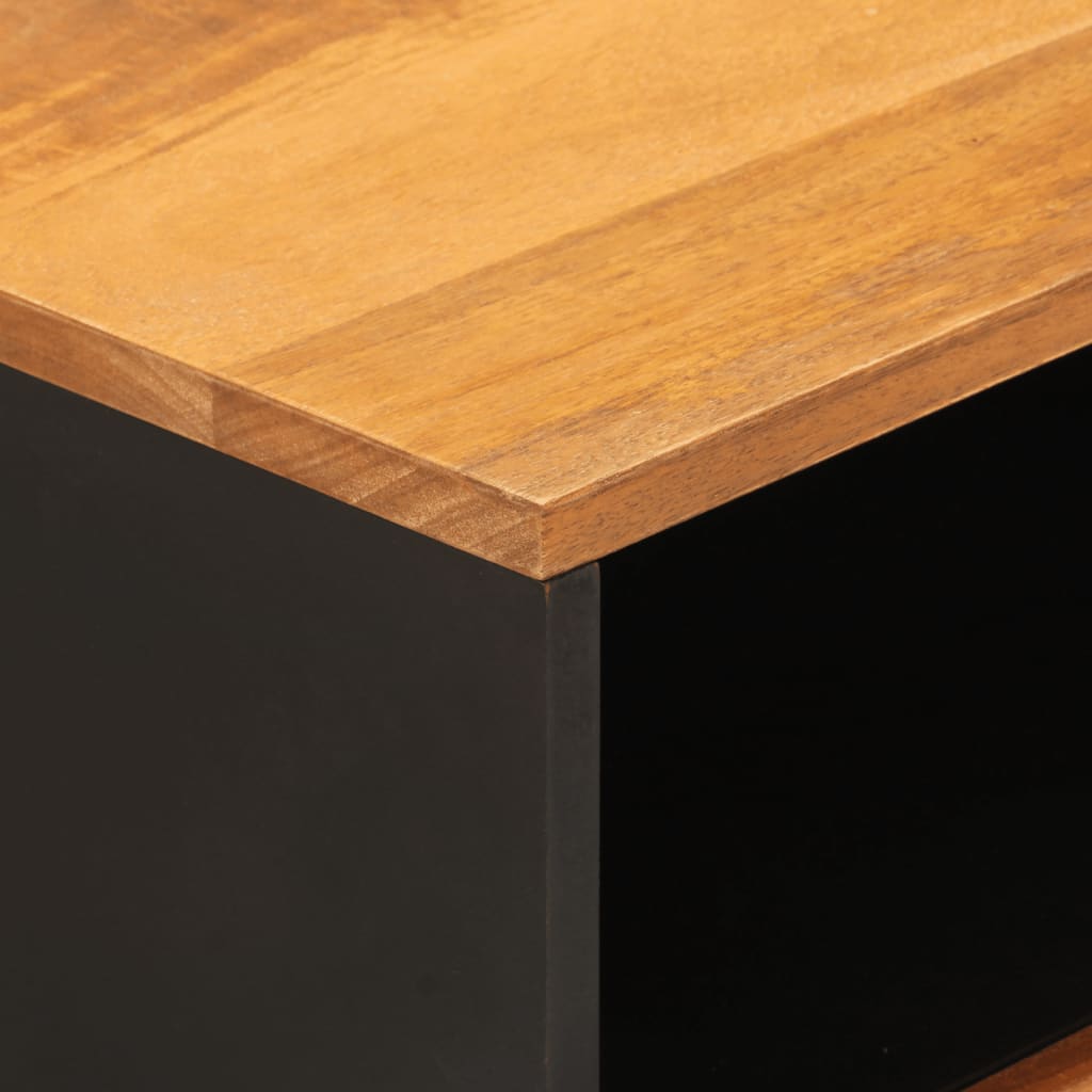 Nattbord Sengbord Tre heltre mangotre Brun og Svart 50x33x60 cm