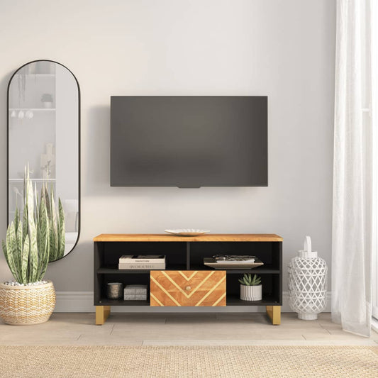 TV-Møbel Svart TV-benk Brun 100x33,5x46 cm heltre mango