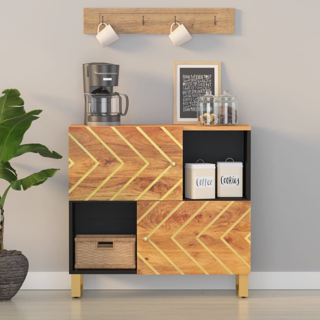 TV-Møbel Svart TV-benk Brun 80x33,5x75 cm heltre mango