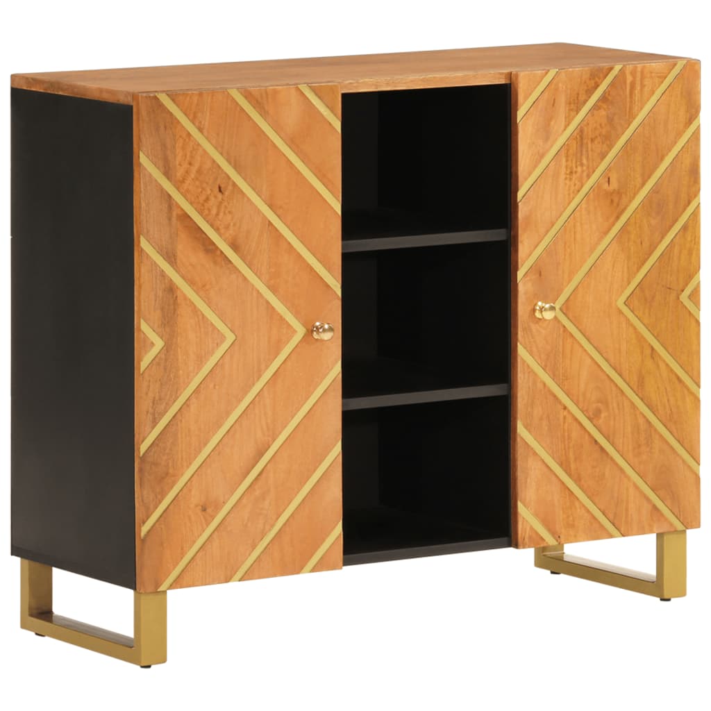 TV-Møbel Svart TV-benk Brun 90x33,5x75 cm heltre mango