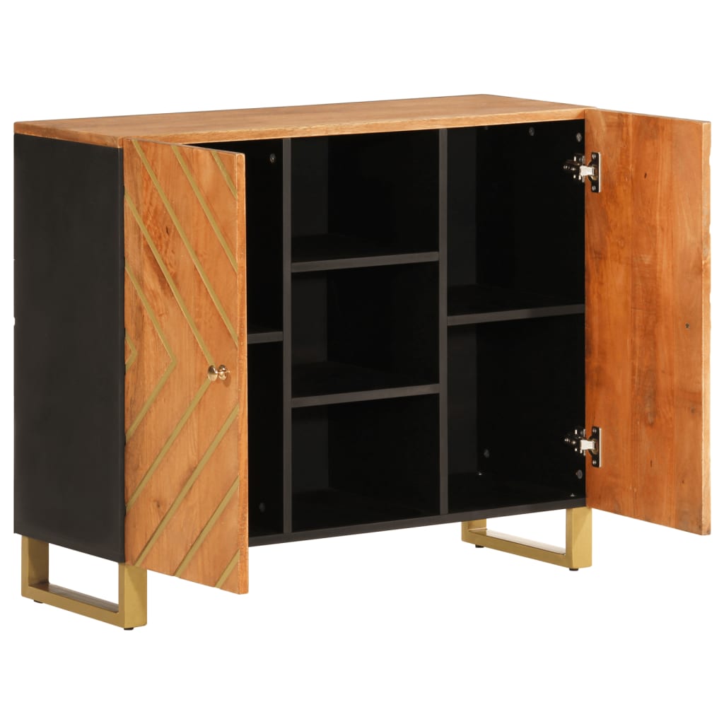 TV-Møbel Svart TV-benk Brun 90x33,5x75 cm heltre mango