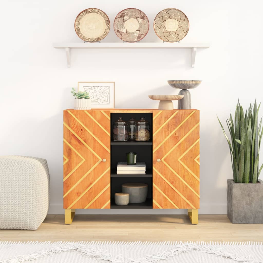 TV-Møbel Svart TV-benk Brun 90x33,5x75 cm heltre mango