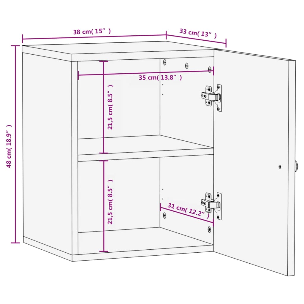 Baderomsskap Veggmontert 38x33x48 cm heltre mango