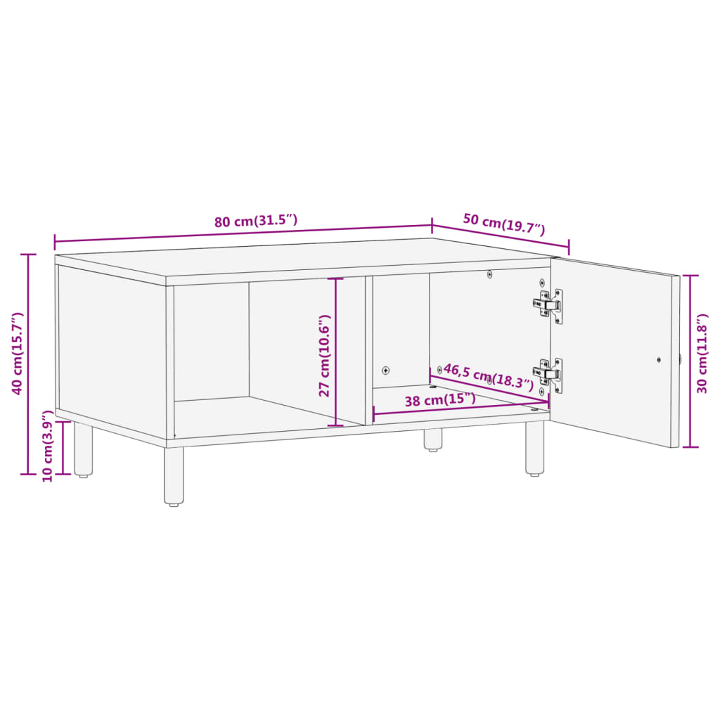 Salongbord Sofabord Tre heltre furu 80x50x40 cm