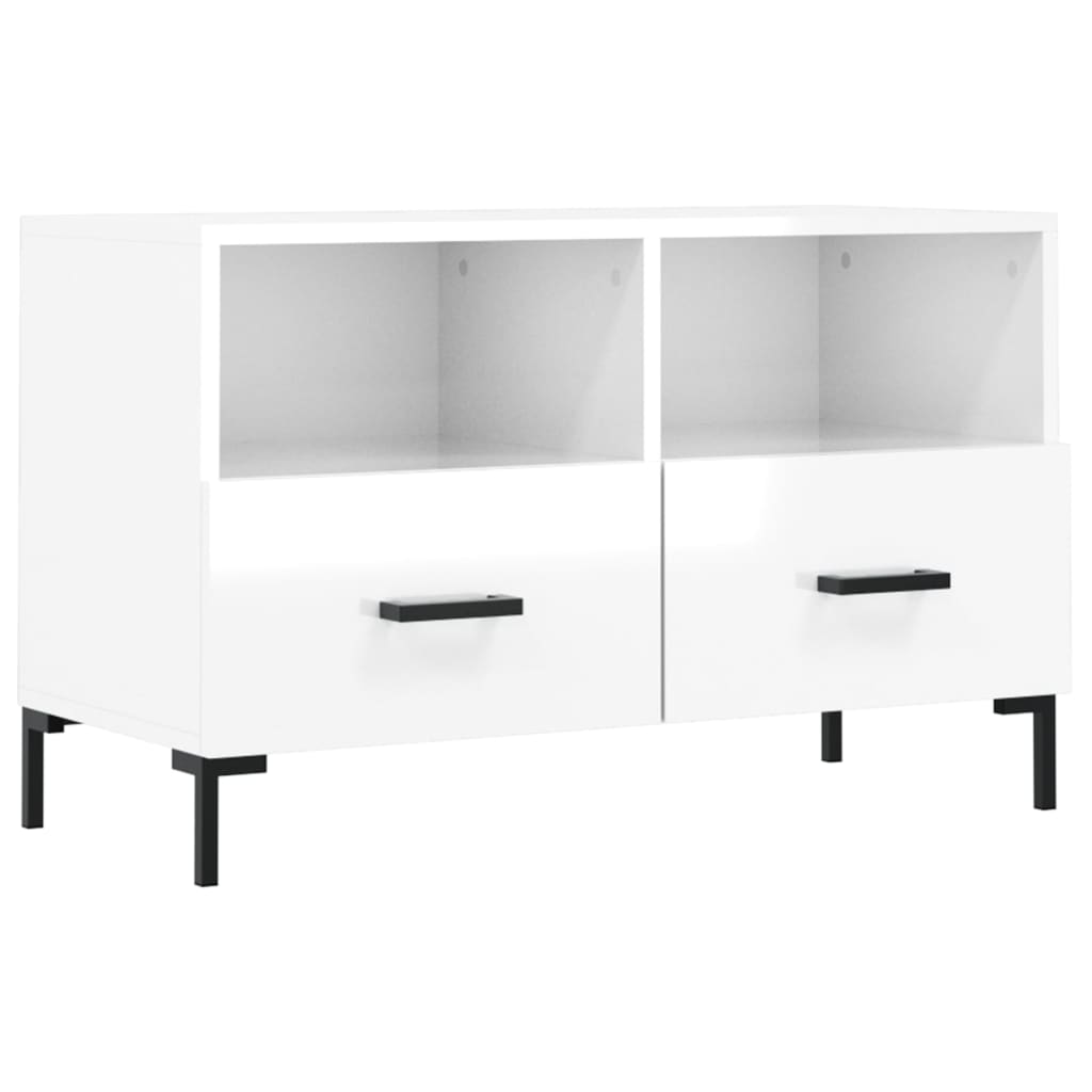TV-Møbel Høyglans Hvit Tv-benk 80x36x50 cm