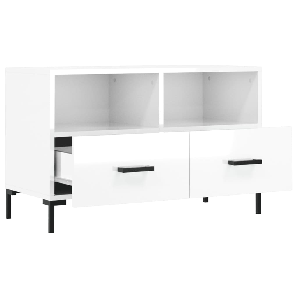 TV-Møbel Høyglans Hvit Tv-benk 80x36x50 cm