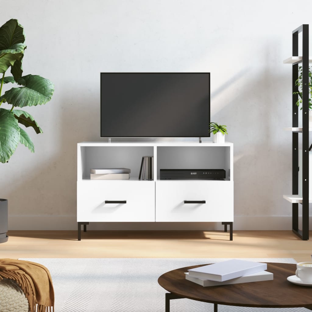 TV-Møbel Høyglans Hvit Tv-benk 80x36x50 cm
