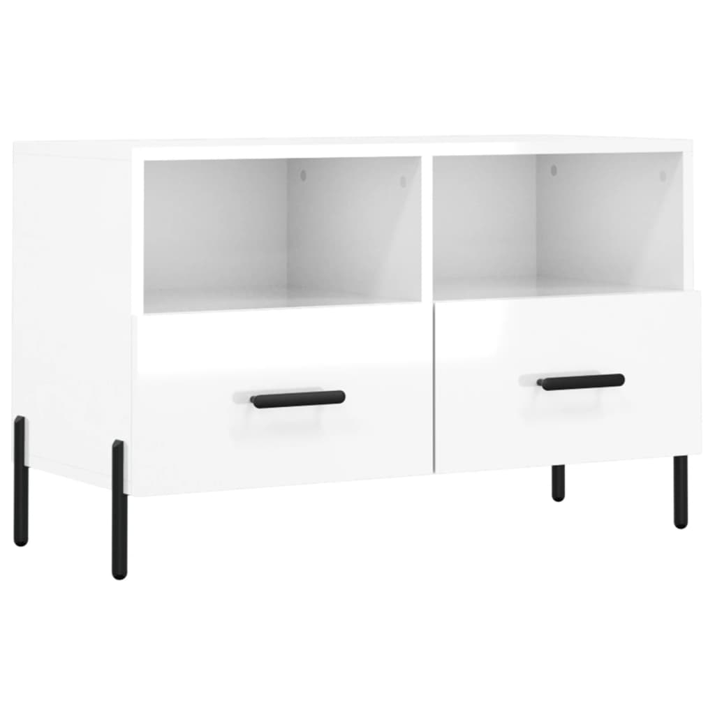 TV-Møbel Høyglans Hvit Tv-benk 80x36x50 cm