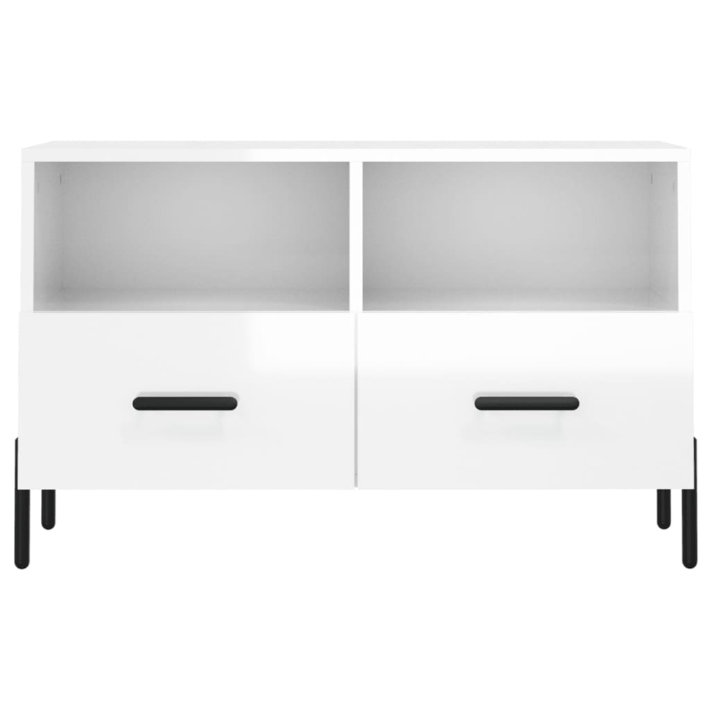 TV-Møbel Høyglans Hvit Tv-benk 80x36x50 cm