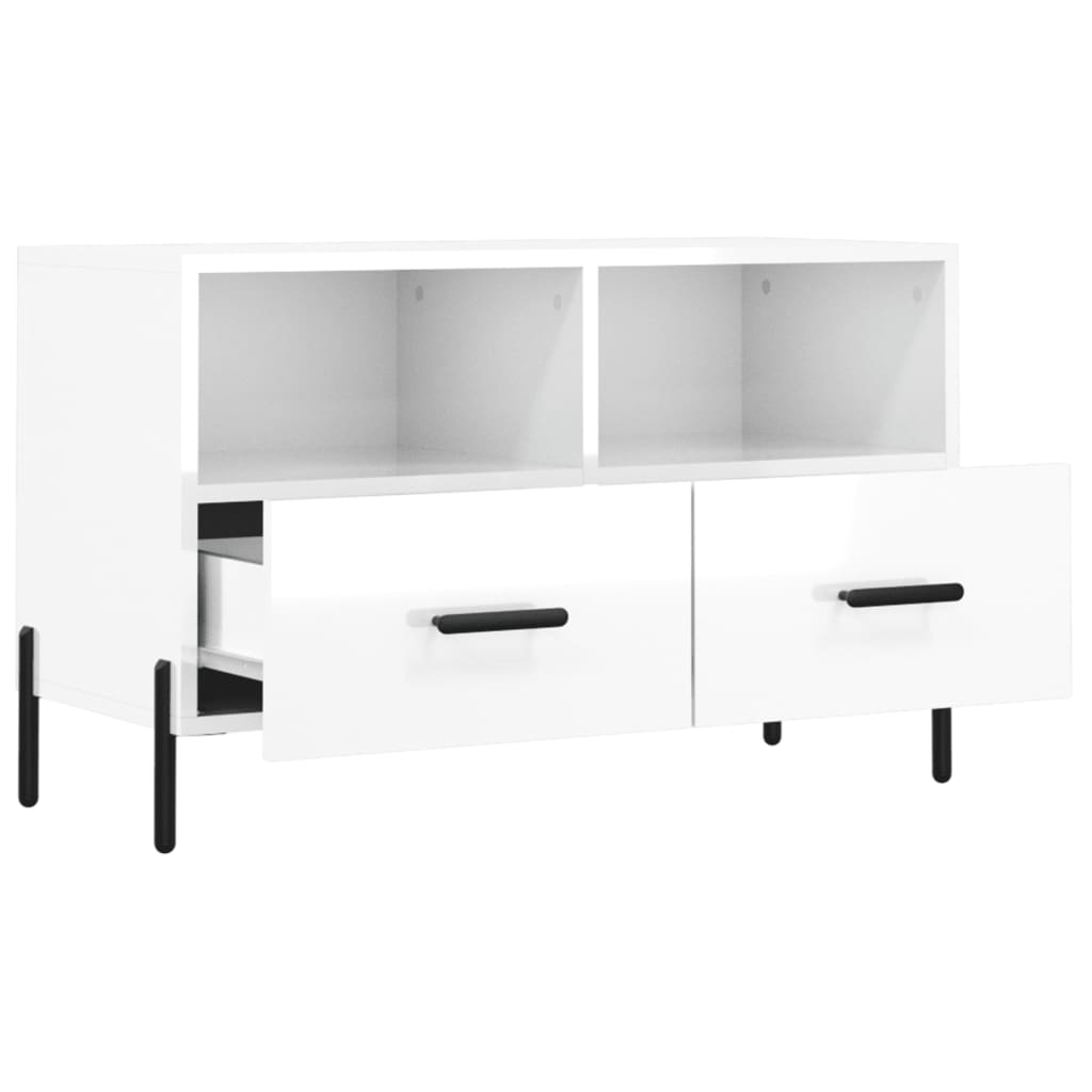 TV-Møbel Høyglans Hvit Tv-benk 80x36x50 cm