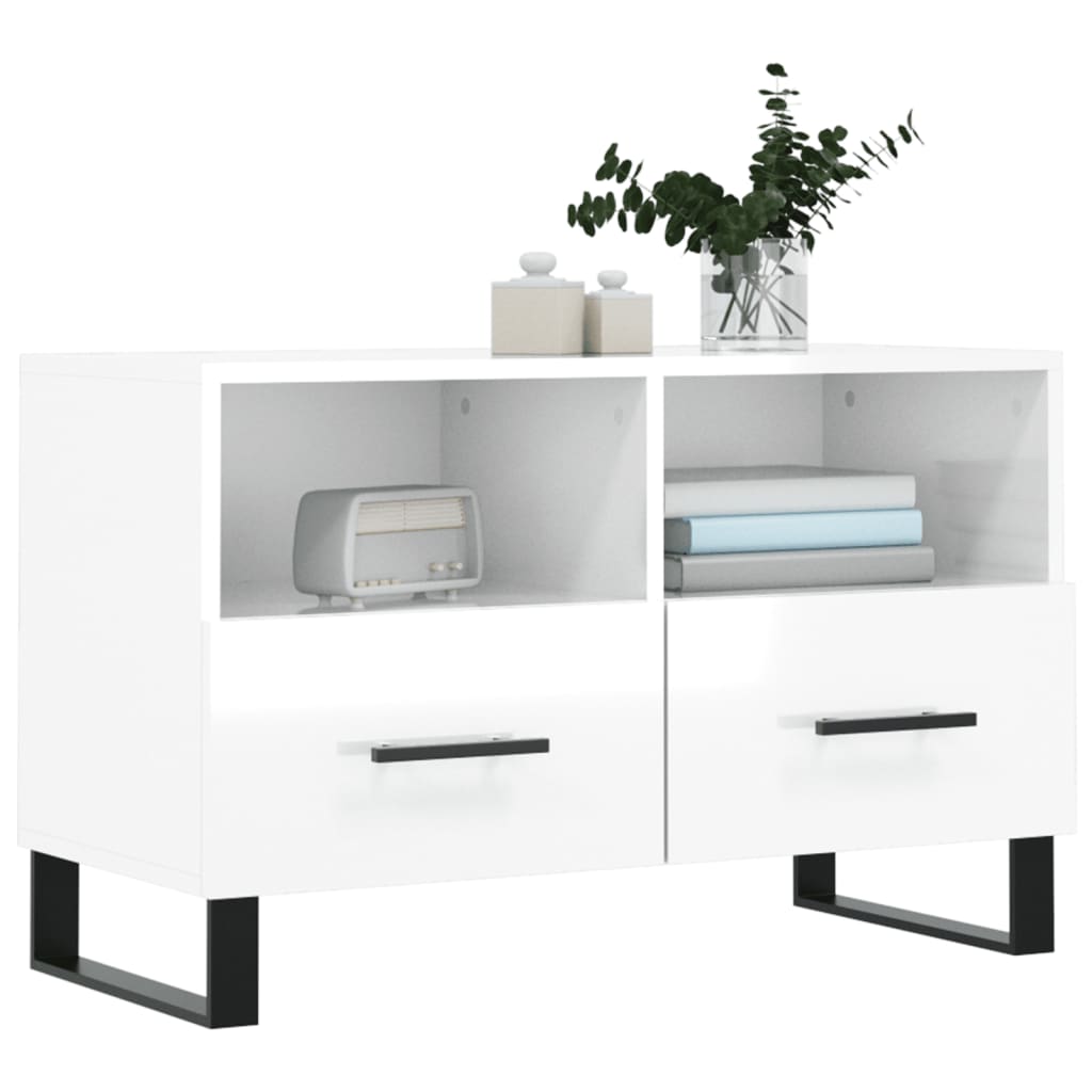 TV-Møbel Høyglans Hvit TV-benk 80x36x50 cm