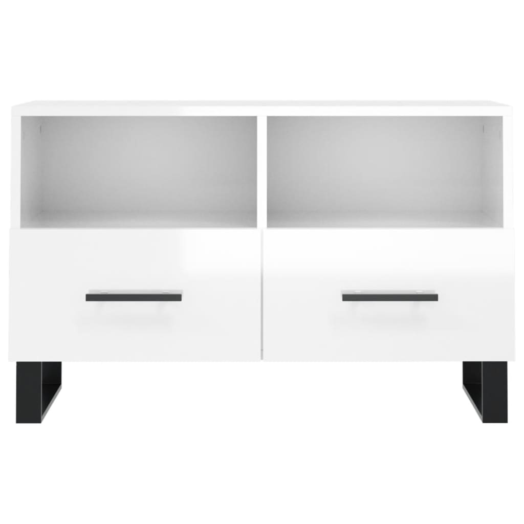 TV-Møbel Høyglans Hvit TV-benk 80x36x50 cm
