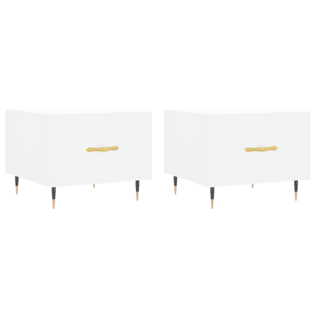Sidebord Hvit 2 stk 50x50x40 cm