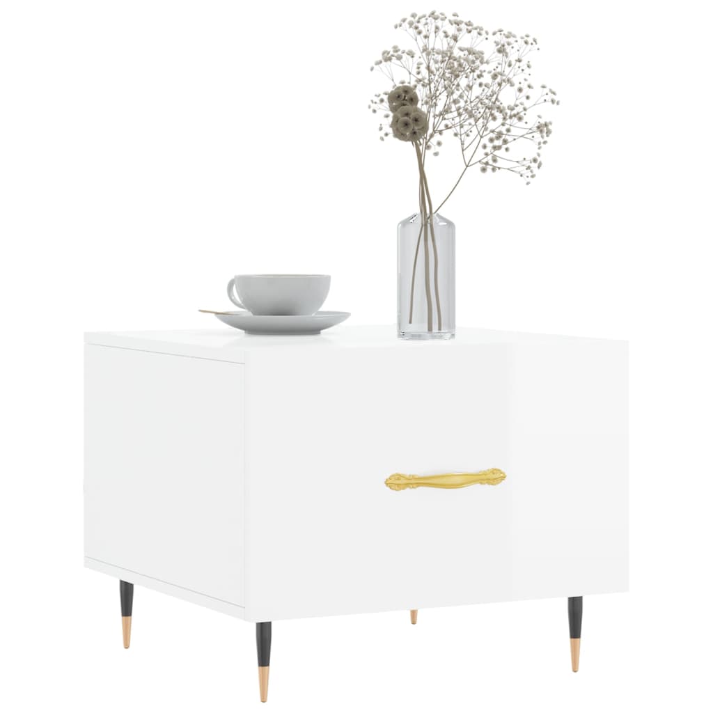 Sidebord Høyglans Hvit 2 stk Høyglans Hvit 50x50x40 cm
