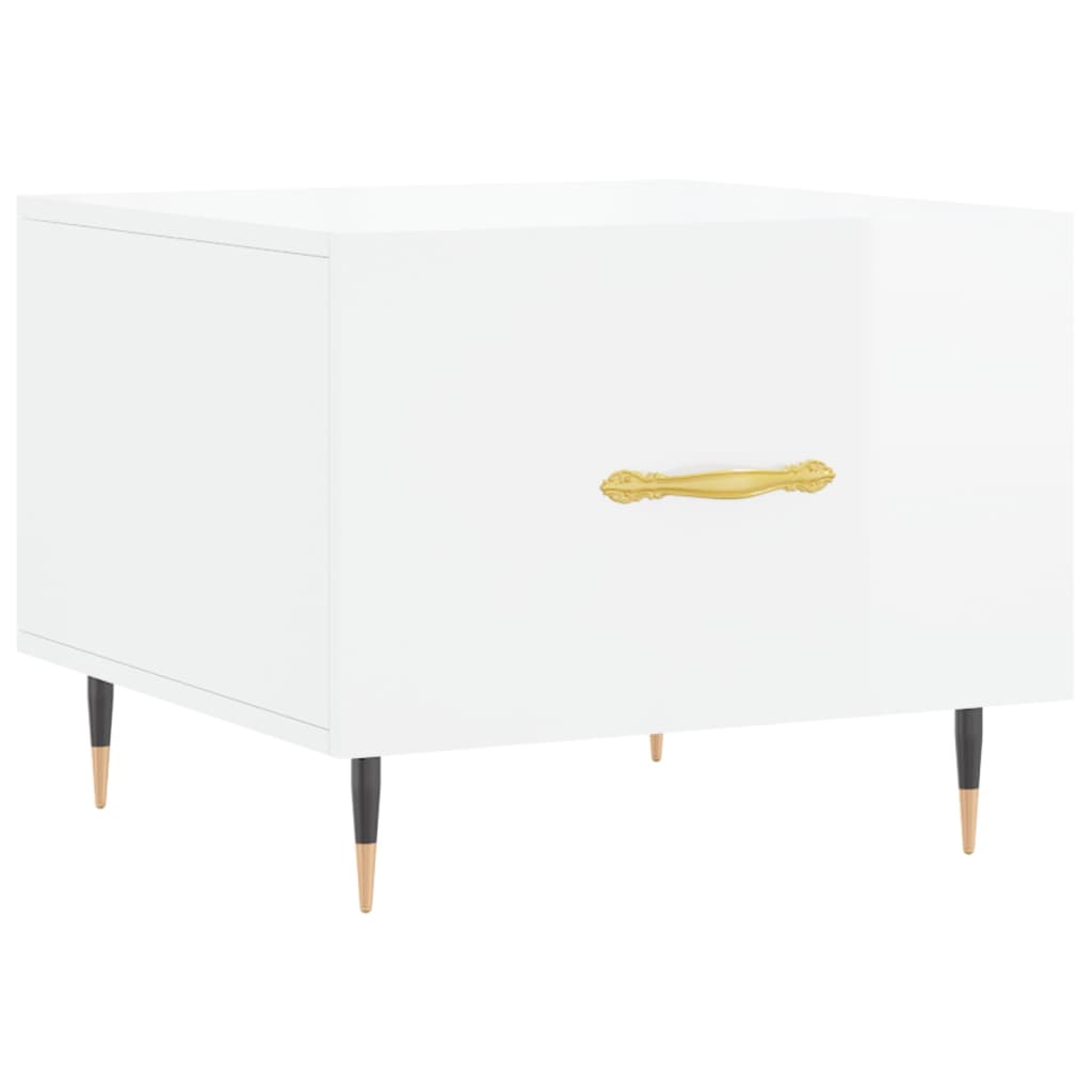 Sidebord Høyglans Hvit 2 stk Høyglans Hvit 50x50x40 cm