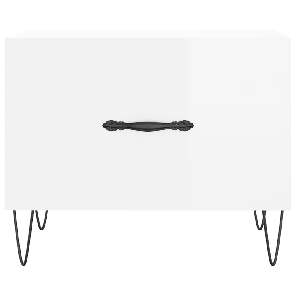 Sidebord Høyglans Hvit 2 stk 50x50x40 cm