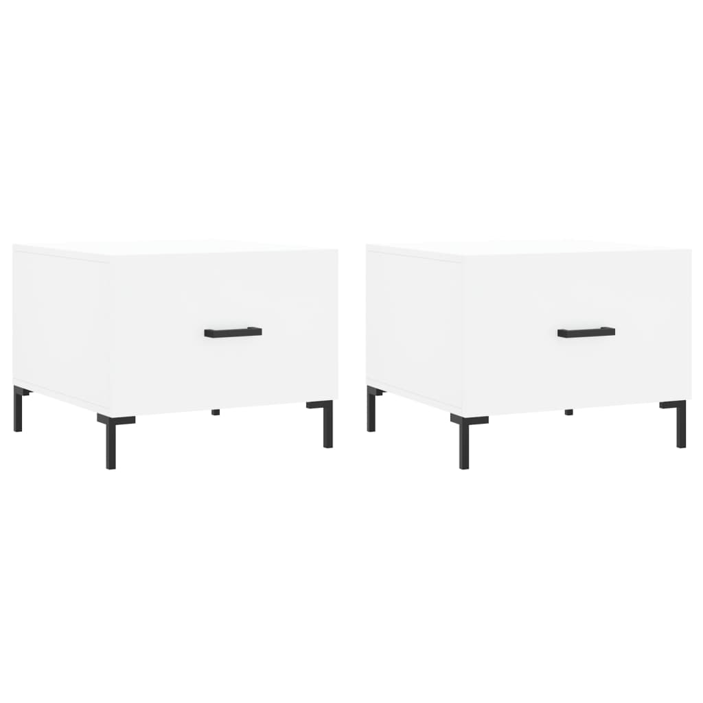 Sidebord Hvit 2 stk 50x50x40 cm