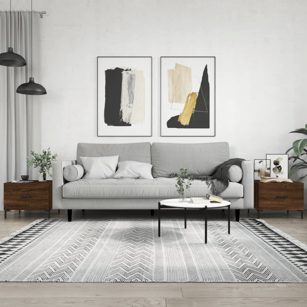 Salongbord Sofabord Brun Eik 2 stk 50x50x40 cm