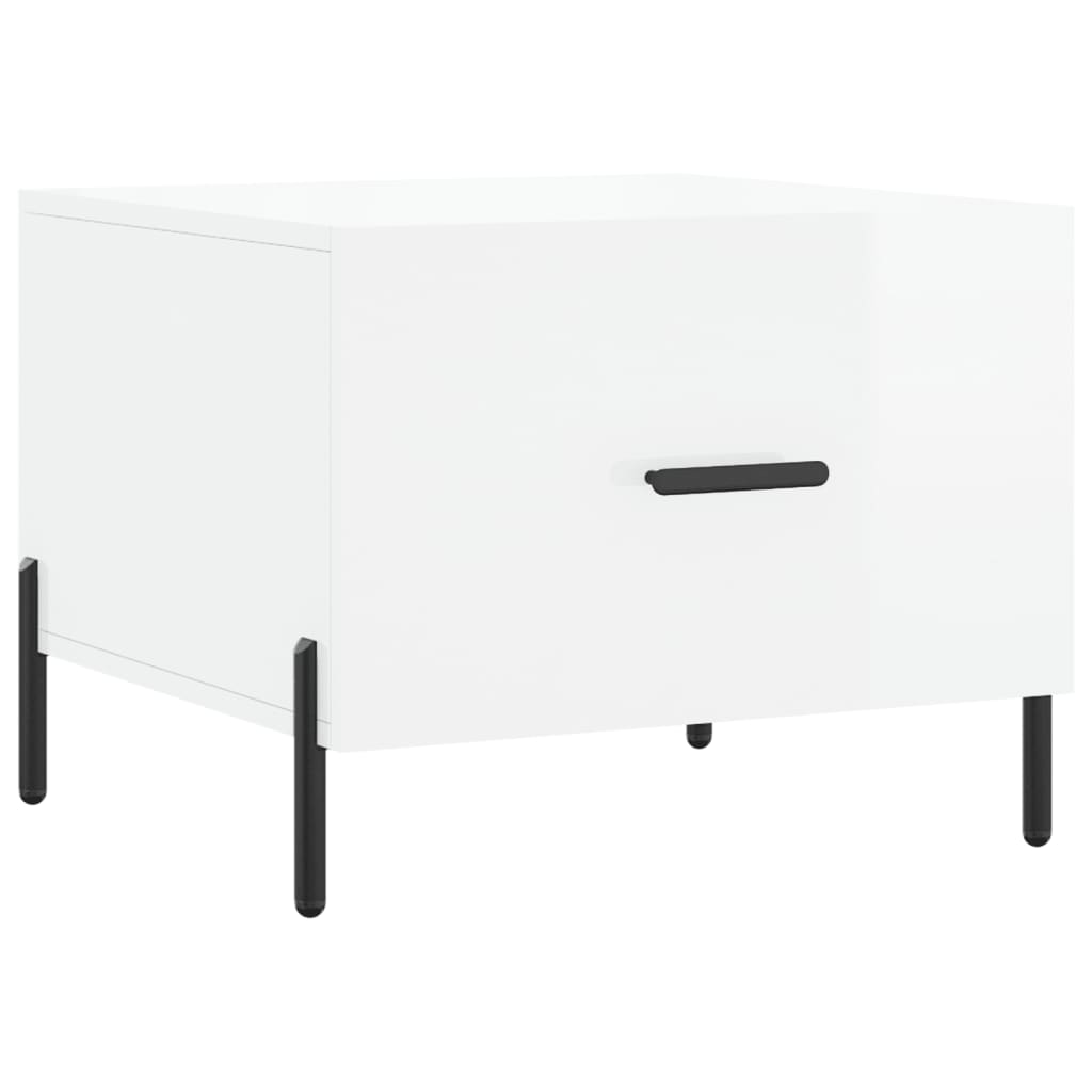 Sidebord Høyglans Hvit 2 stk Høyglans Hvit 50x50x40 cm