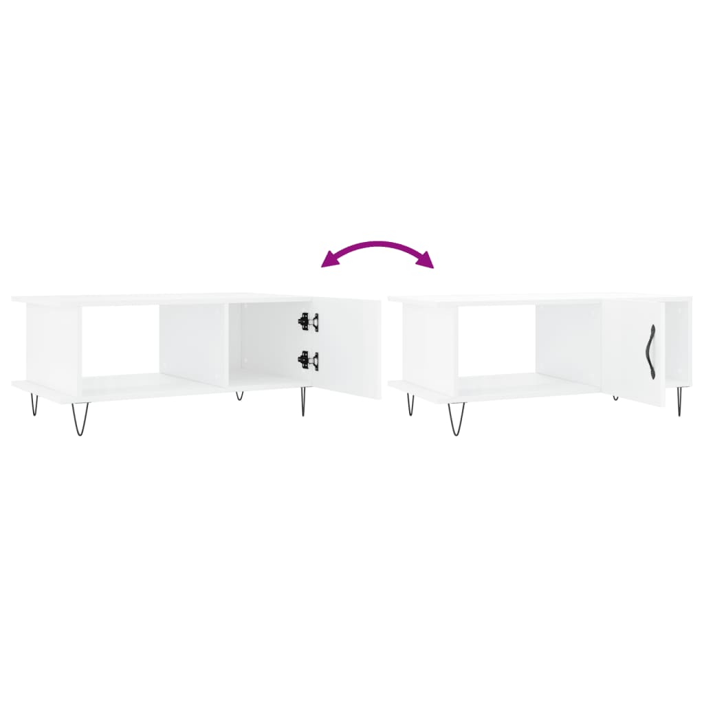 Salongbord Sofabord Høyglans Hvit 90x50x40 cm