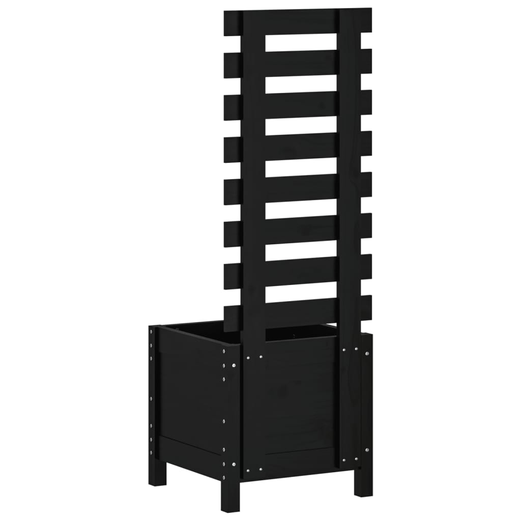 Utendørs Blomsterkasse Plantekasse Tre med stativ Svart 39x39,5x114 cm heltre furu