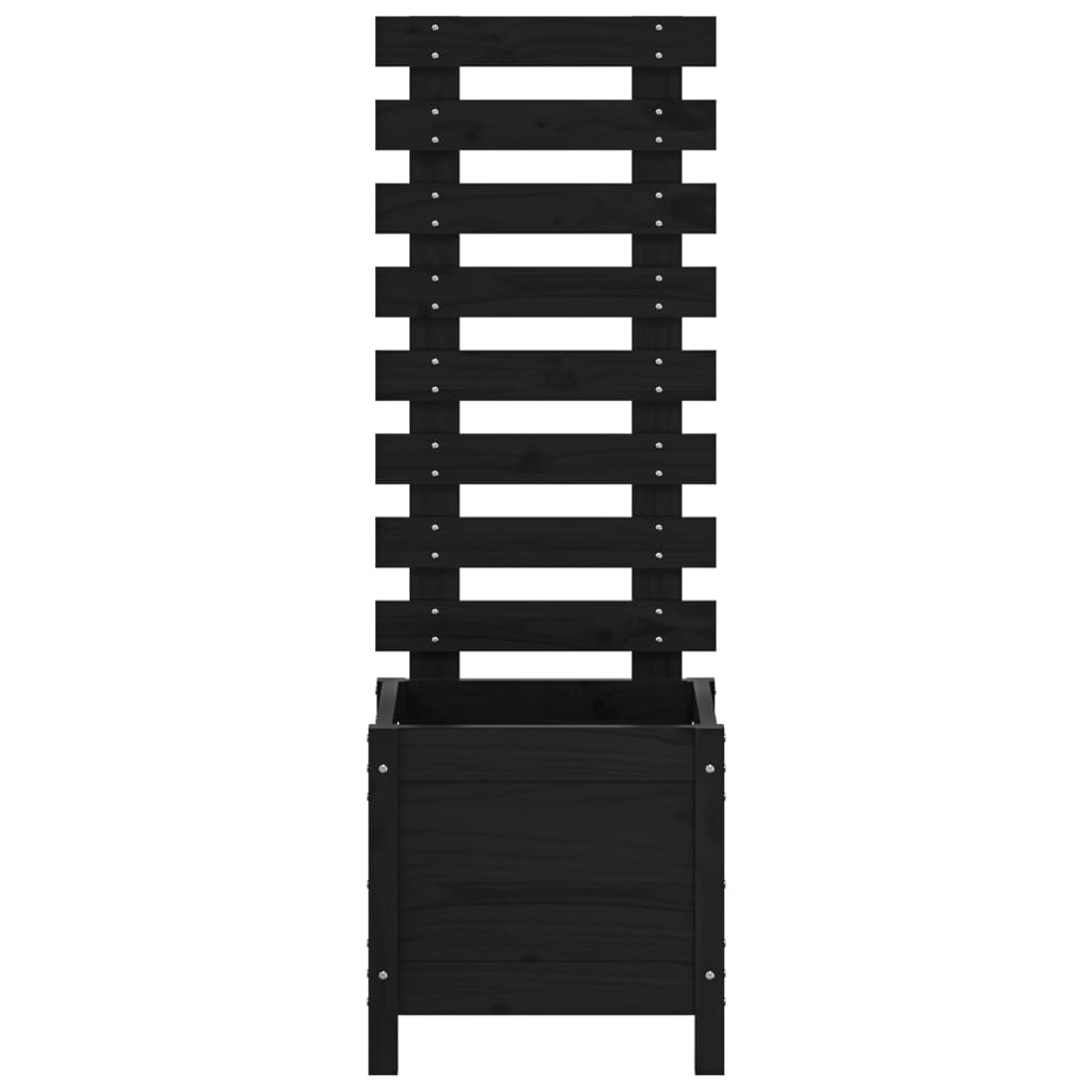 Utendørs Blomsterkasse Plantekasse Tre med stativ Svart 39x39,5x114 cm heltre furu