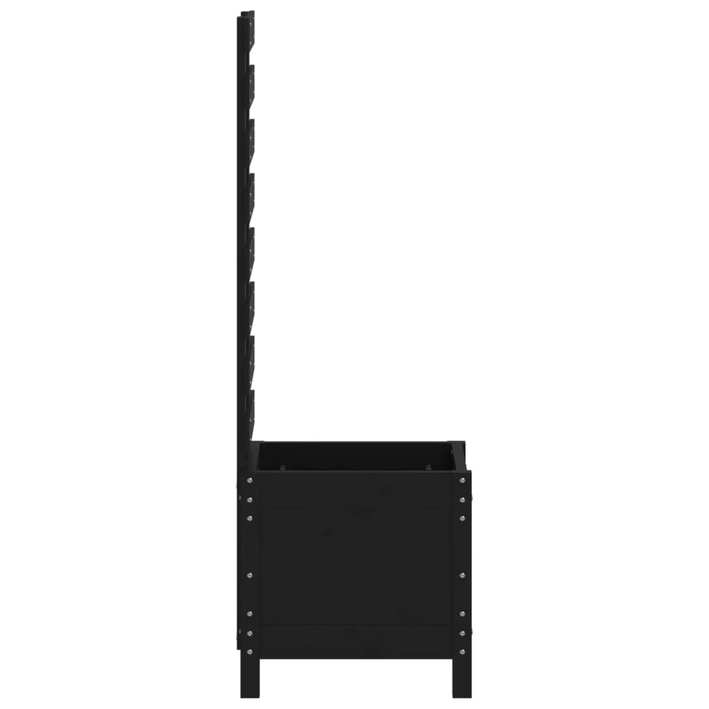 Utendørs Blomsterkasse Plantekasse Tre med stativ Svart 39x39,5x114 cm heltre furu