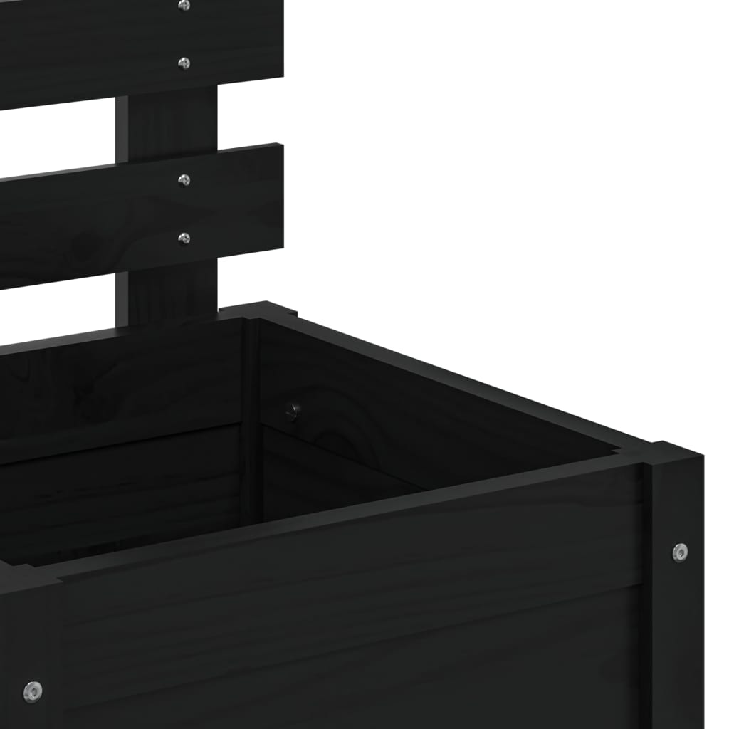 Utendørs Blomsterkasse Plantekasse Tre med stativ Svart 39x39,5x114 cm heltre furu