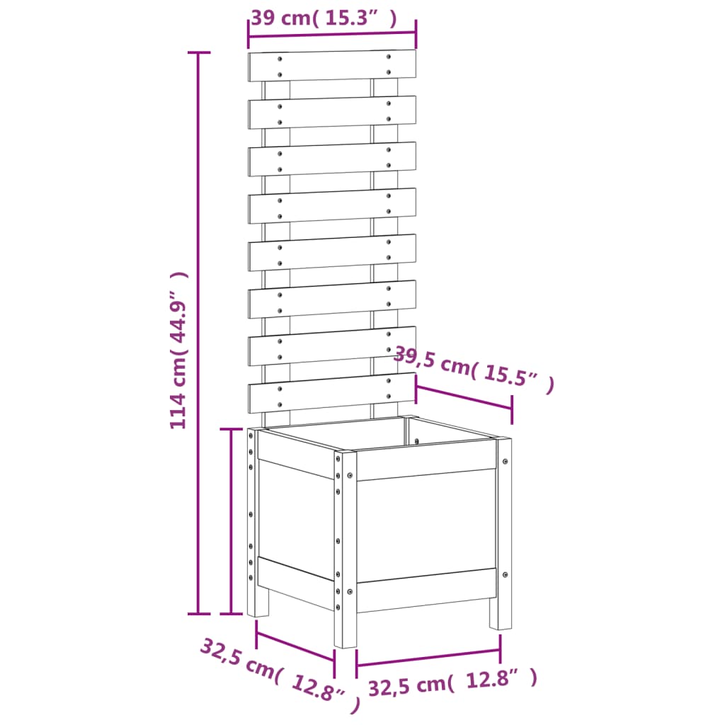 Utendørs Blomsterkasse Plantekasse Tre med stativ Svart 39x39,5x114 cm heltre furu