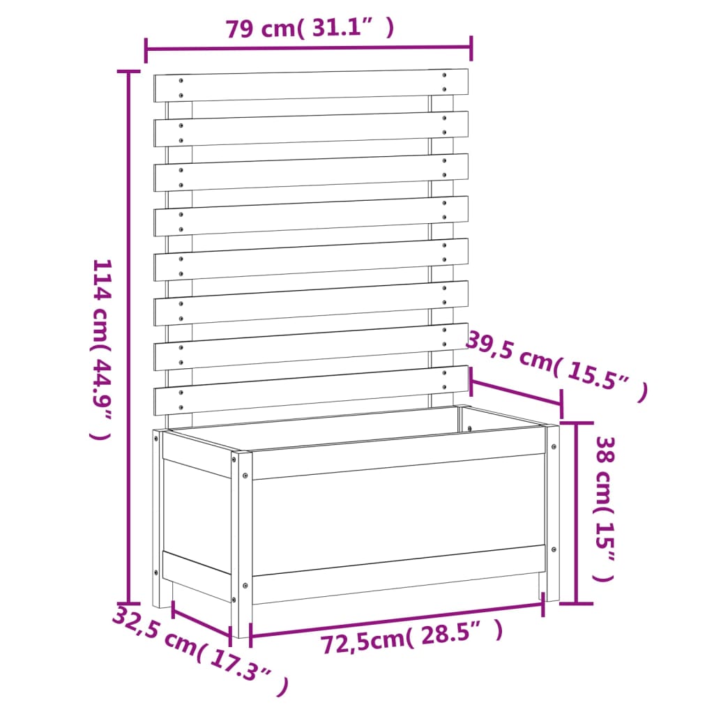 Utendørs Blomsterkasse Plantekasse Tre med stativ 79x39,5x114 cm heltre furu