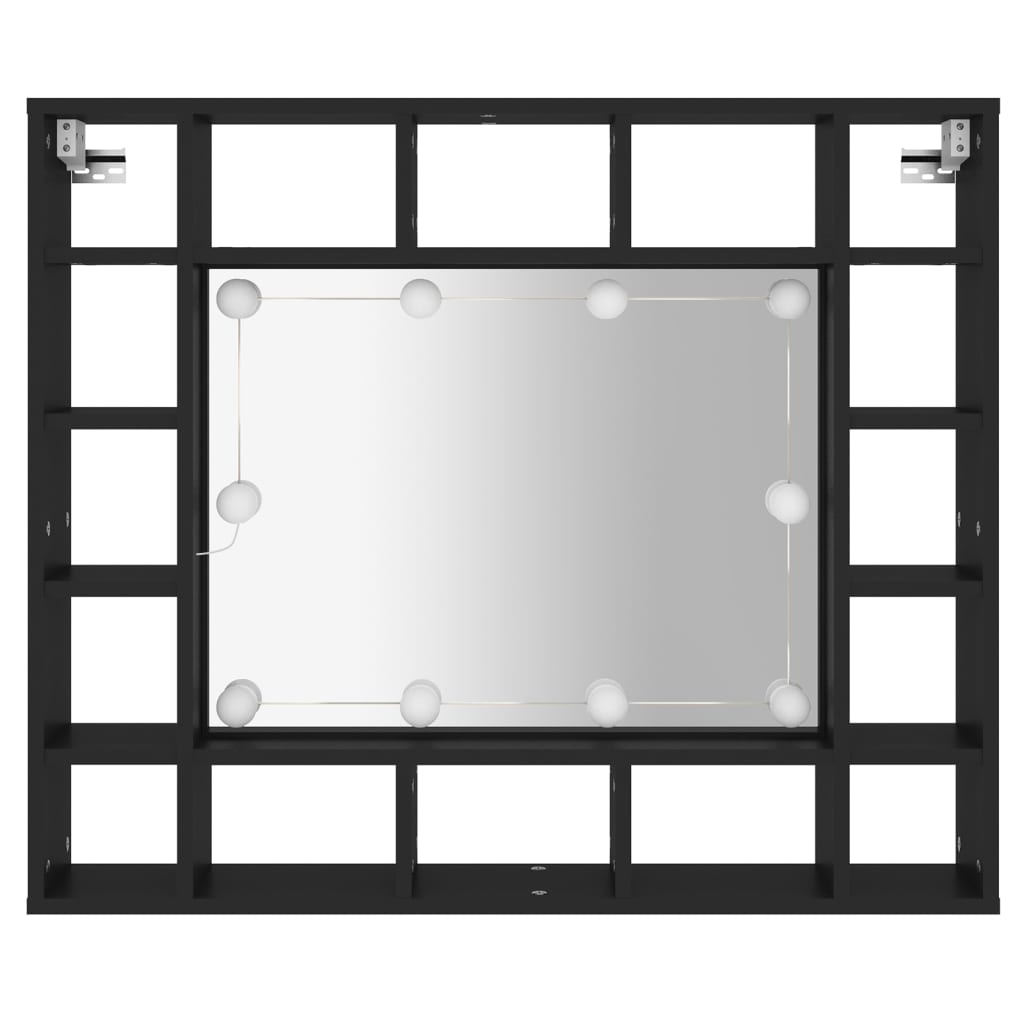 Baderomsspeil LED Speilskap Svart 91x15x76,5 cm